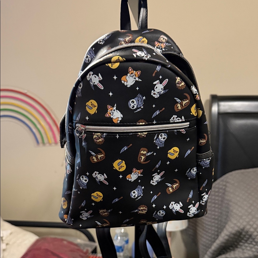 Black Patterned Men's Backpack